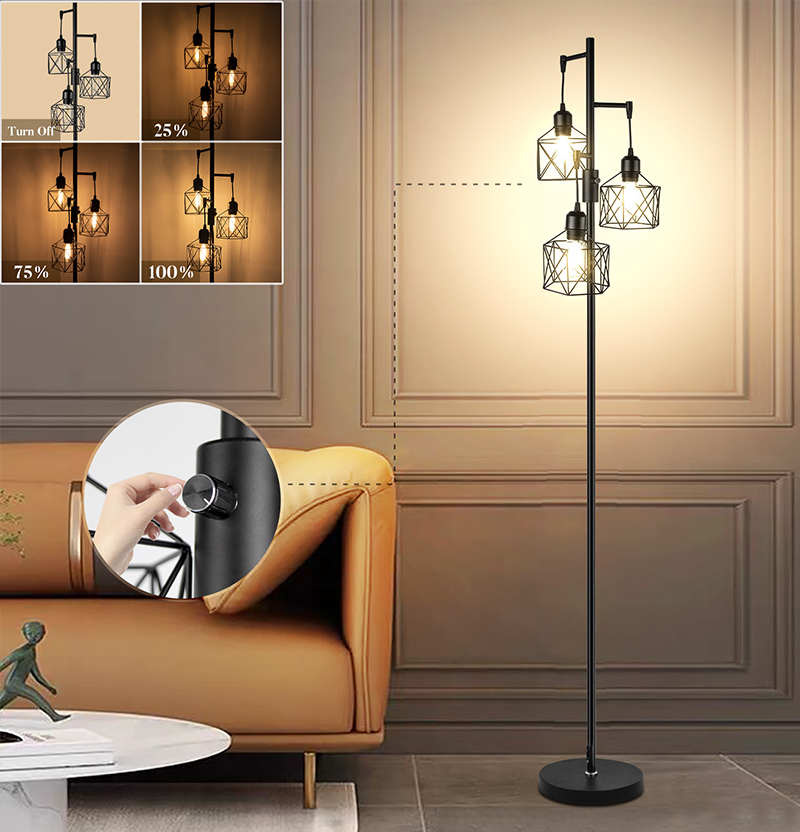 25 Dimmable Floor Lamp Diamond Cage Gold