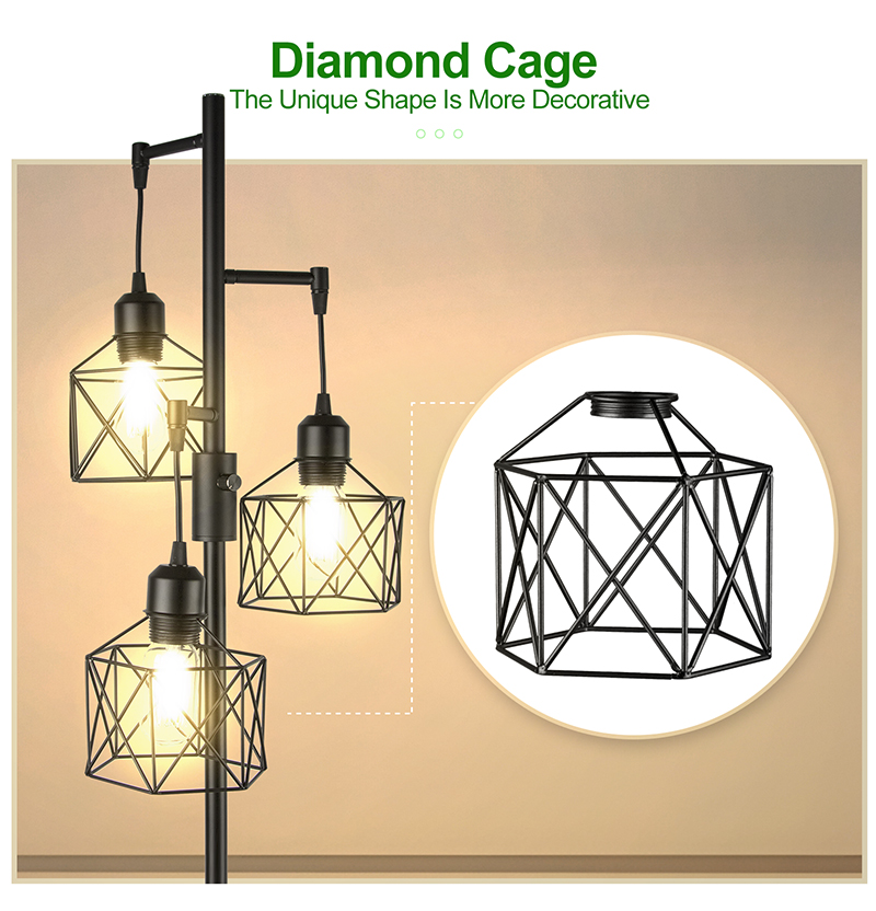 25 Dimmable Floor Lamp Diamond Cage Gold