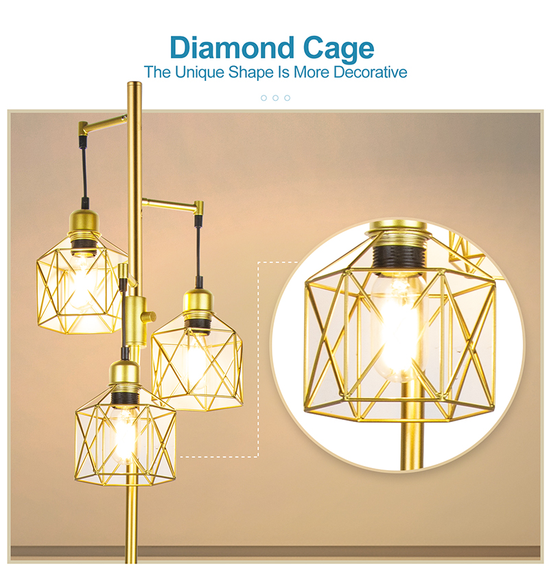 25 Dimmable Floor Lamp Diamond Cage Black