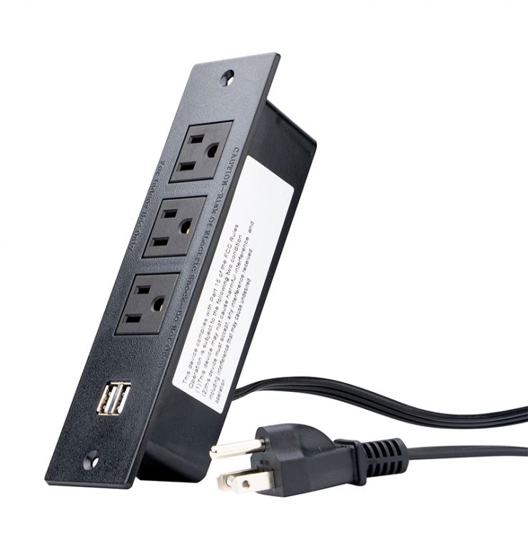 Power Strip 3 Outlet + 2USB